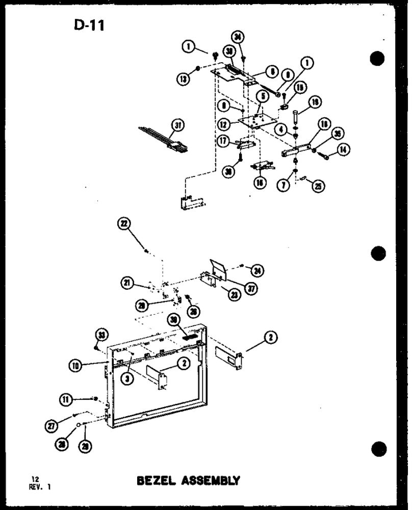Bezel Assembly Diagram and Parts List for P73824-7M Amana Microwave