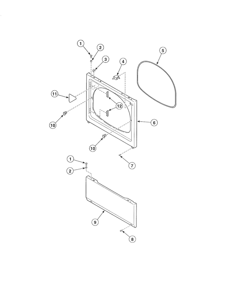 Access Panel/front Panel/seal Diagram and Parts List for  Speed Queen Dryer