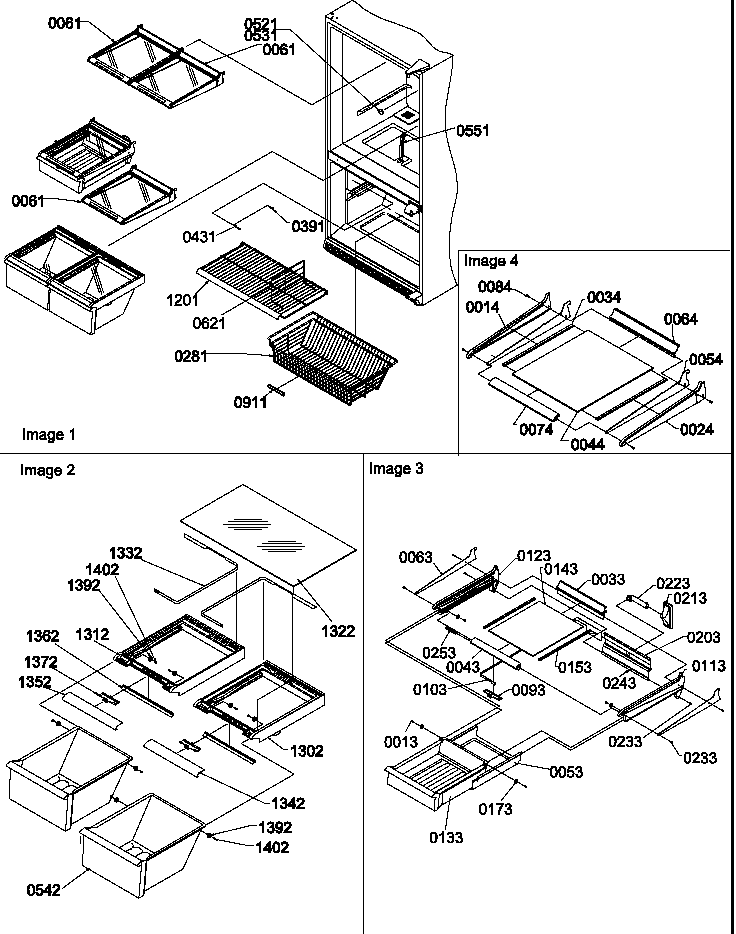 Shelving Assemblies Diagram and Parts List for BX20S5W-P1196507WW  Amana Refrigerator