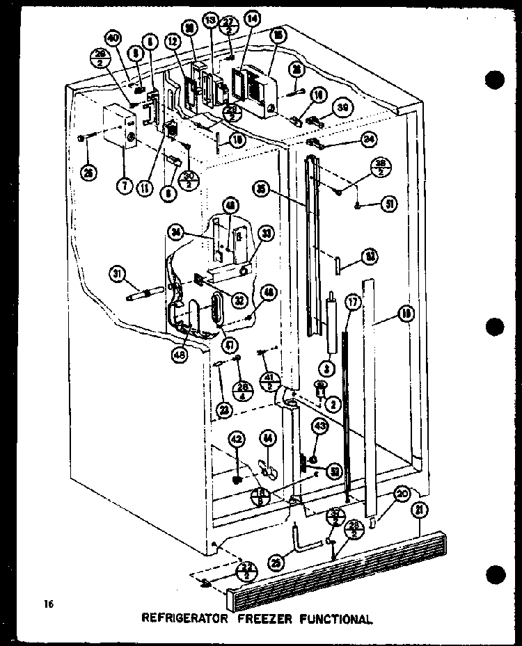 Refrigerator Freezer Functional Diagram and Parts List for SLDI25F-P7642102W  Amana Refrigerator