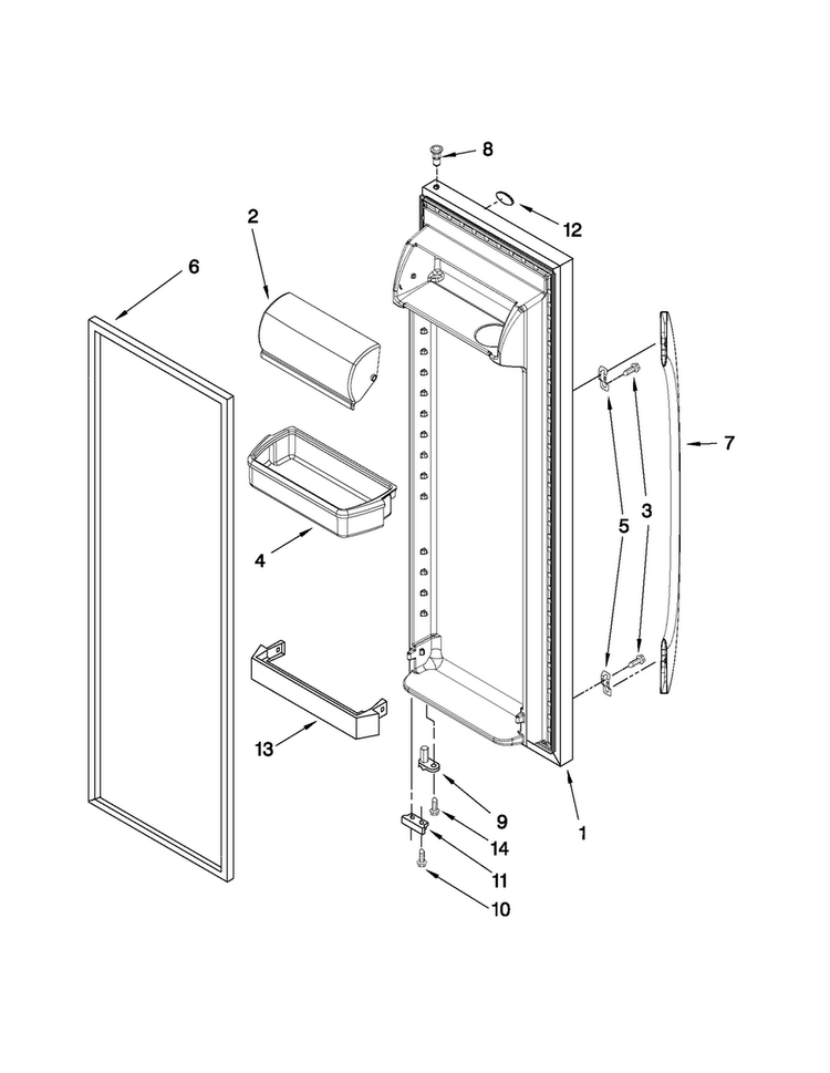 Refrigerator Door Parts Diagram and Parts List for MSD2574VEM11  Maytag Refrigerator