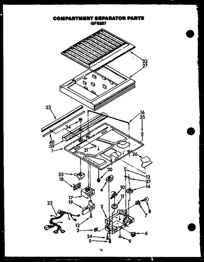 03 - Compartment Separator Parts Diagram and Parts List for GFS207 MN02 Amana Refrigerator
