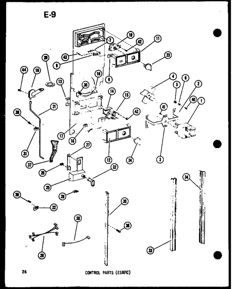 Control Parts Diagram and Parts List for ESRFC14E-G-P74645-12WG  Amana Refrigerator