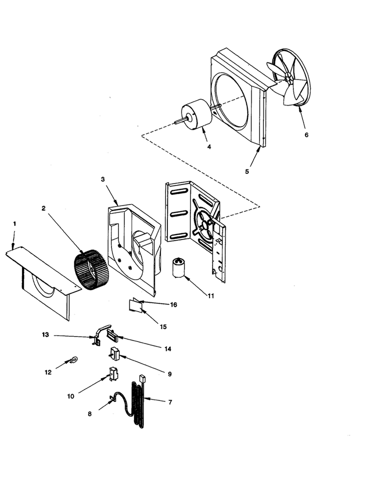 Fan And Control Assembly Diagram and Parts List for RC07090A1DR REV A Amana Air Conditioner