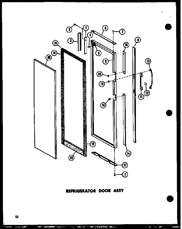 Refrigerator Door Assy Diagram and Parts List for ESR17N-A-P60350-55WA  Amana Refrigerator