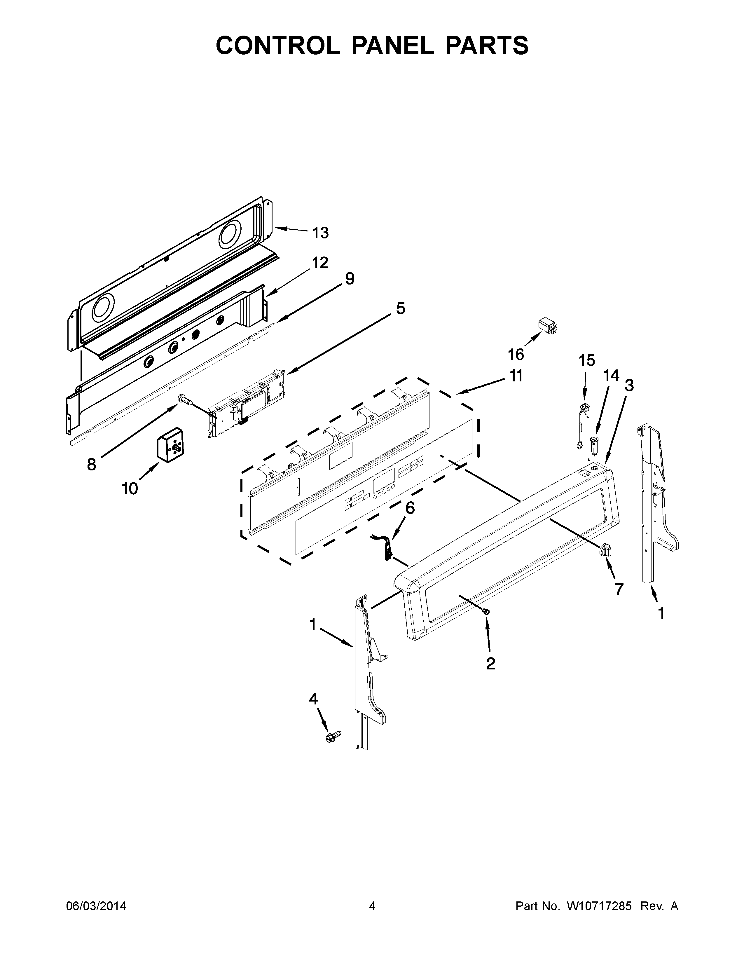 03 - CONTROL PANEL PARTS Diagram and Parts List for YMET8820DS00  Maytag Range