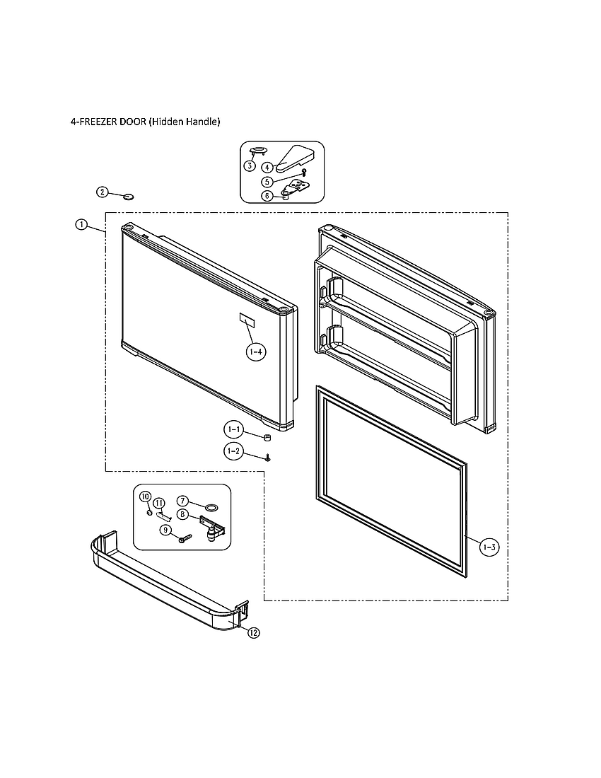 Freezer Door Diagram and Parts List for 11161269220  Kenmore Refrigerator