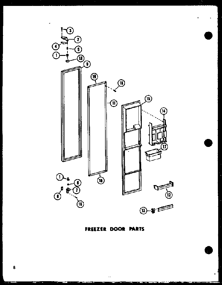 Freezer Door Parts Diagram and Parts List for SP19E-G-P74870-13WG  Amana Refrigerator