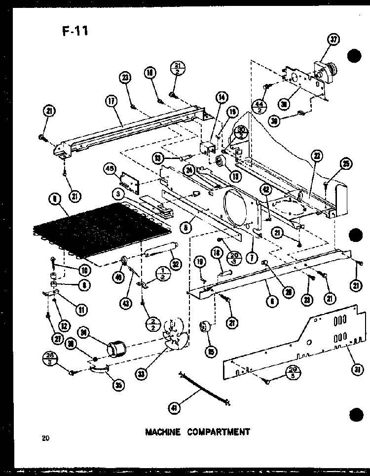 Machine Compartment Diagram and Parts List for SLDI22F-C-P75400-19WC  Amana Refrigerator