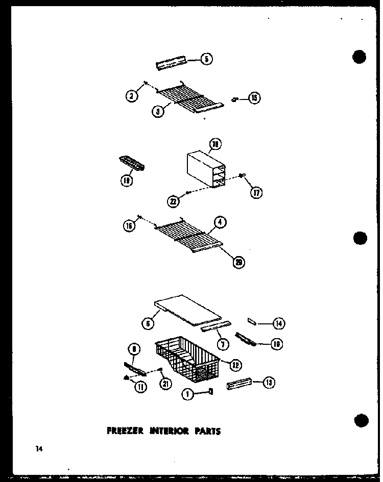 Freezer Interior Parts Diagram and Parts List for ESR22C-G-P73900-10WG  Amana Refrigerator
