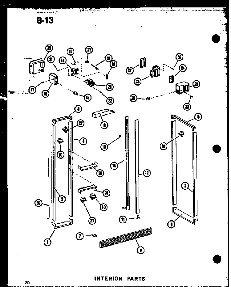 Interior Parts Diagram and Parts List for SDI22E-L-P74870-6WL  Amana Refrigerator
