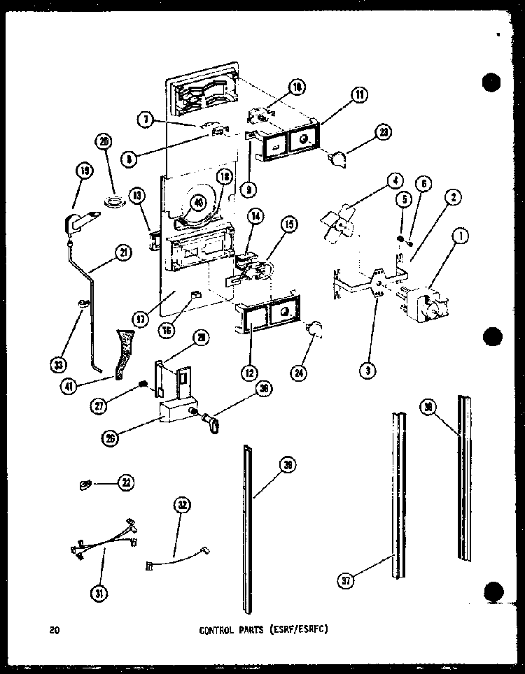 Control Parts Diagram and Parts List for ESR16A-A-P60303-45WA  Amana Refrigerator