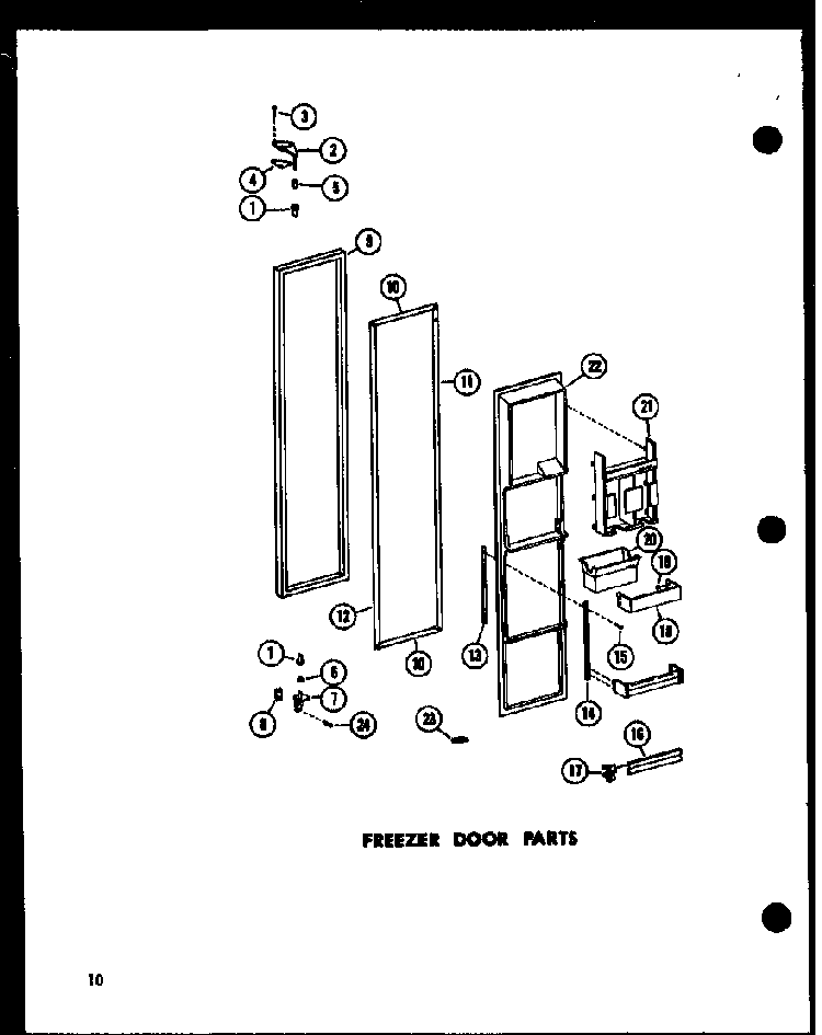 Freezer Door Parts Diagram and Parts List for ESR17N-A-P60350-52WA  Amana Refrigerator