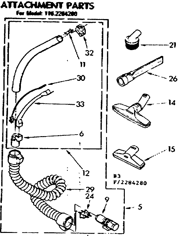 Attachment Parts Diagram and Parts List for 1162284280  Kenmore Canister Vacuum