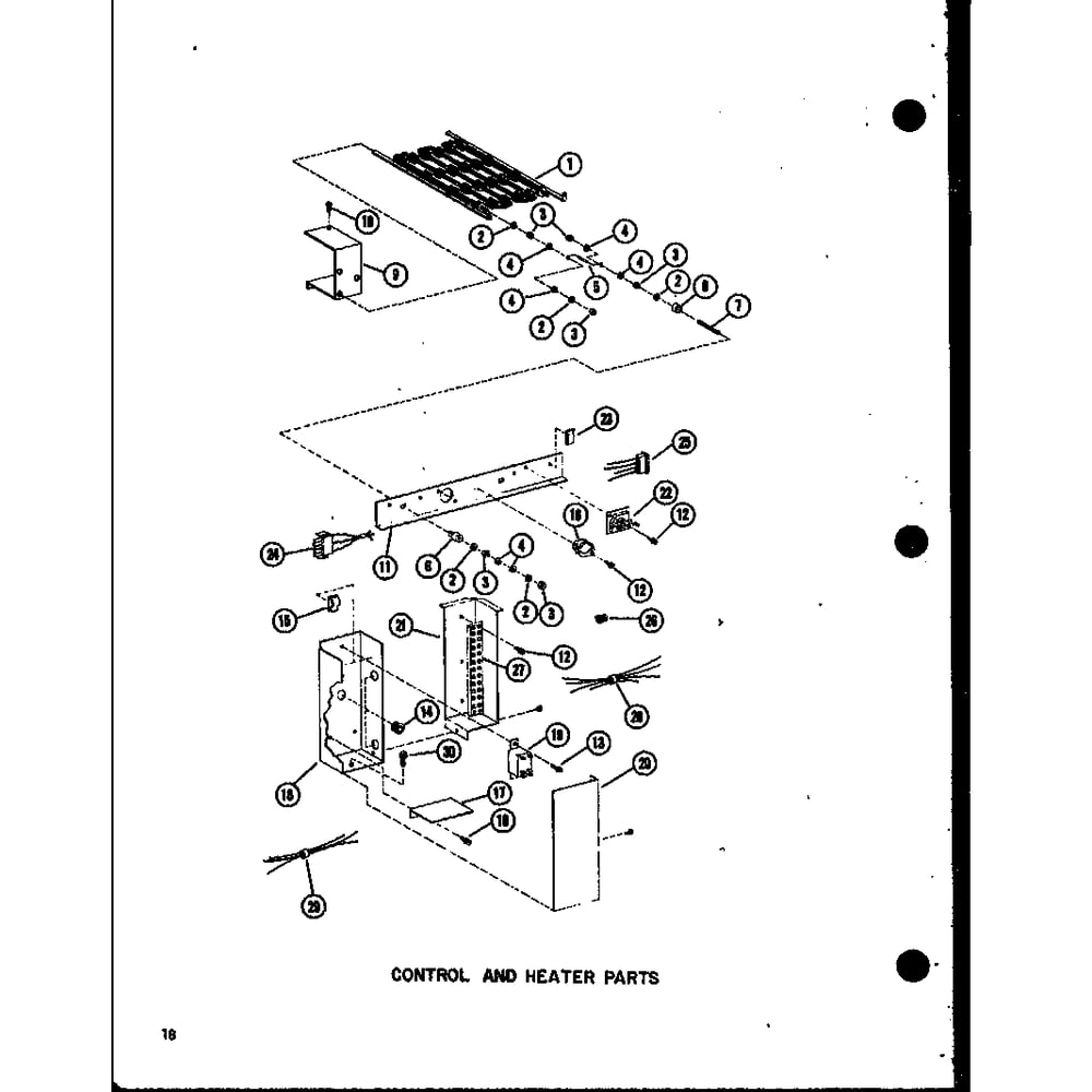 Control And Heater Parts 1 Diagram and Parts List for EBAH,BAH35 P55895-2 Amana Air Conditioner