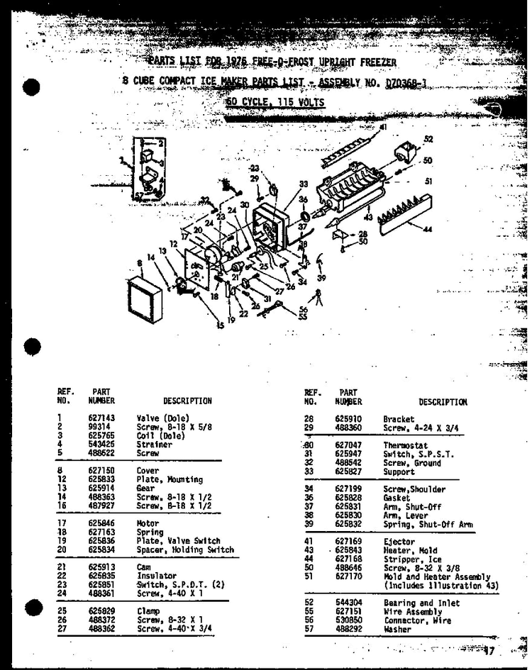 Section 4 Diagram and Parts List for UF12W-AG P60345-1WG Amana Freezer
