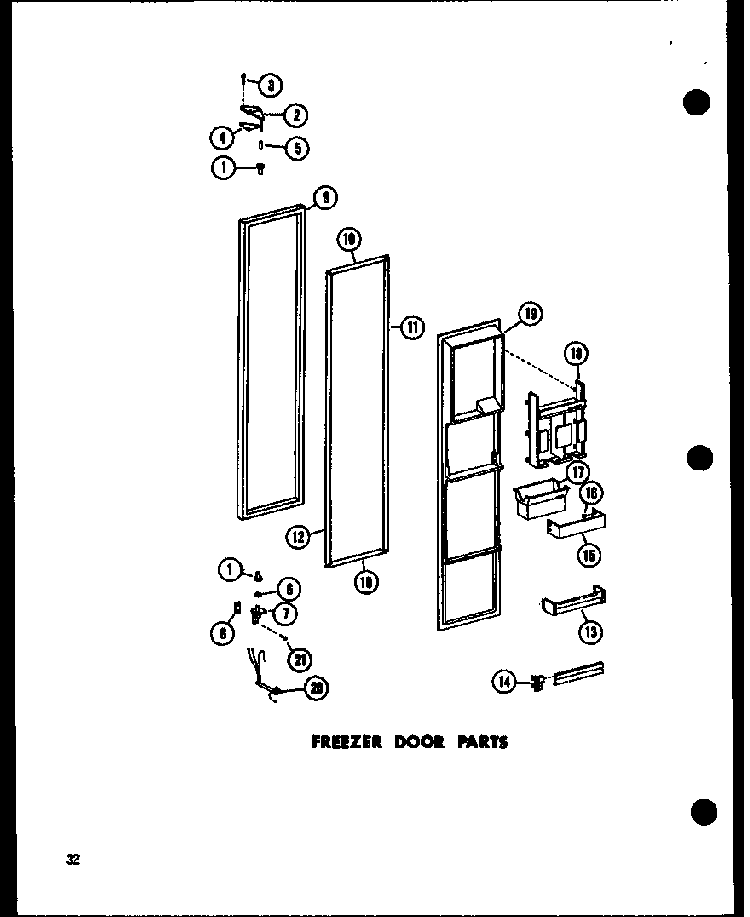 Freezer Door Parts Diagram and Parts List for ESR17N-A-P60350-52WA  Amana Refrigerator