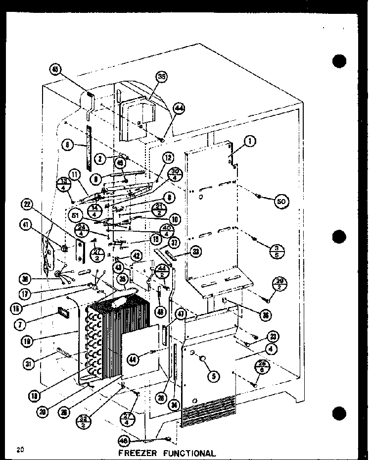 Freezer Functional Diagram and Parts List for SDI22F-L-P7700011WL  Amana Refrigerator