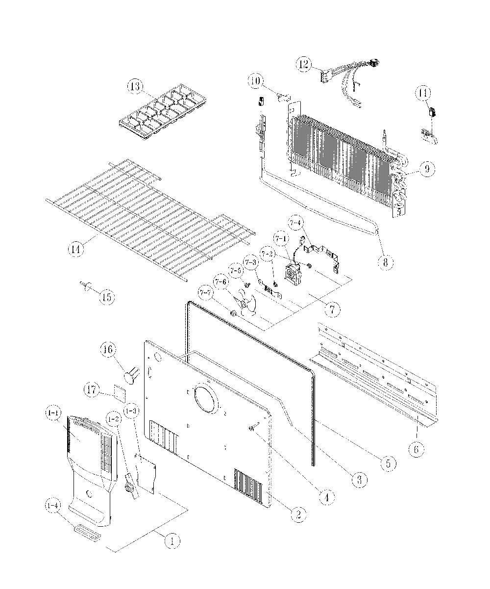 Freezer Diagram and Parts List for 11160515911  Kenmore Refrigerator