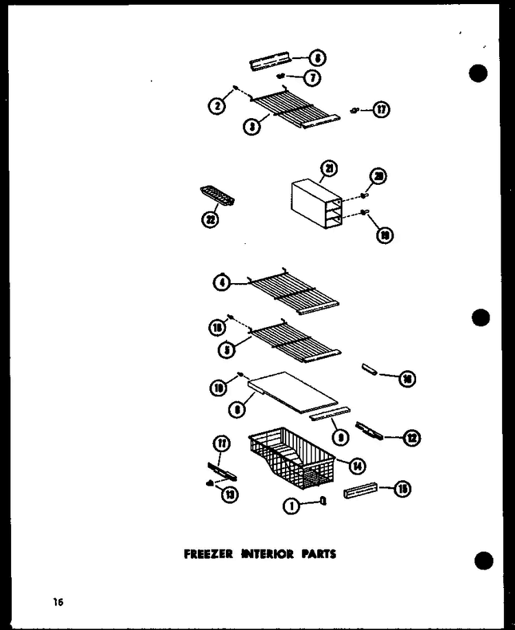 Freezer Interior Parts Diagram and Parts List for ESR17N-A-P60350-55WA  Amana Refrigerator