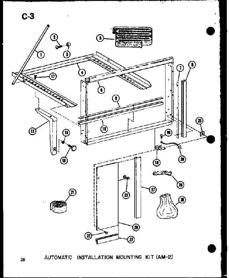 Automatic Installation Mounting Kit Diagram and Parts List for ES12-2MS P54974-48R Amana Air Conditioner