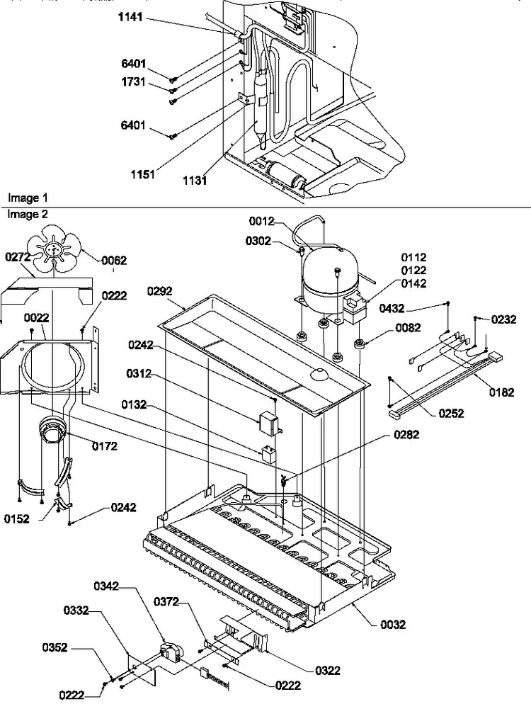 Machine Compartment Assy Diagram and Parts List for BX21TW-P1196515WW  Amana Refrigerator