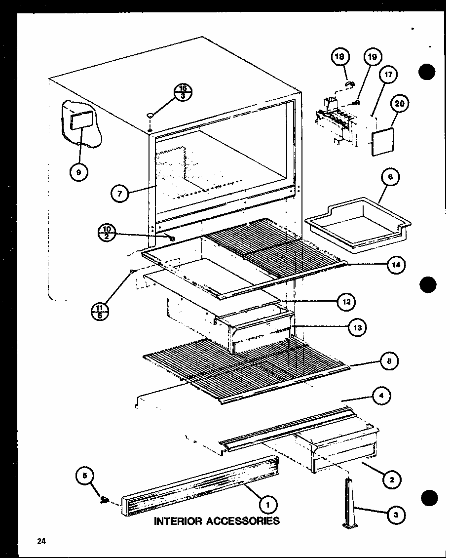 Interior Accessories (tmi20sph/p7711030w) (tmi20sph/p7711031w) Diagram and Parts List for TMI20SPH-P7711031W  Amana Refrigerator