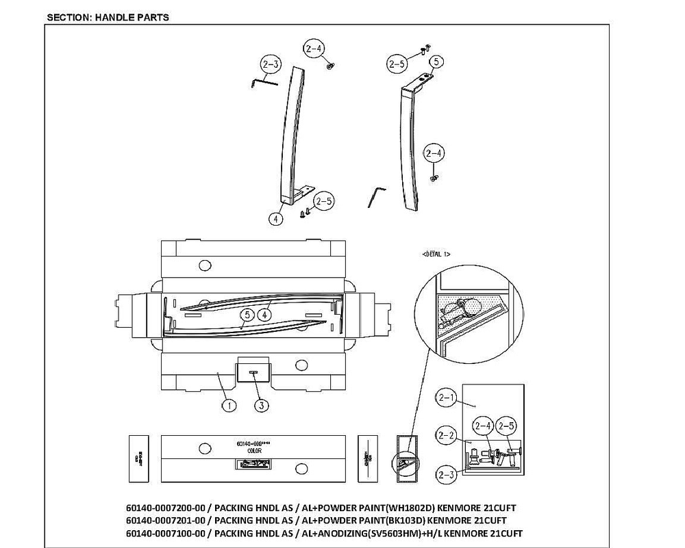 Handle Parts Diagram and Parts List for 11161212615  Kenmore Refrigerator