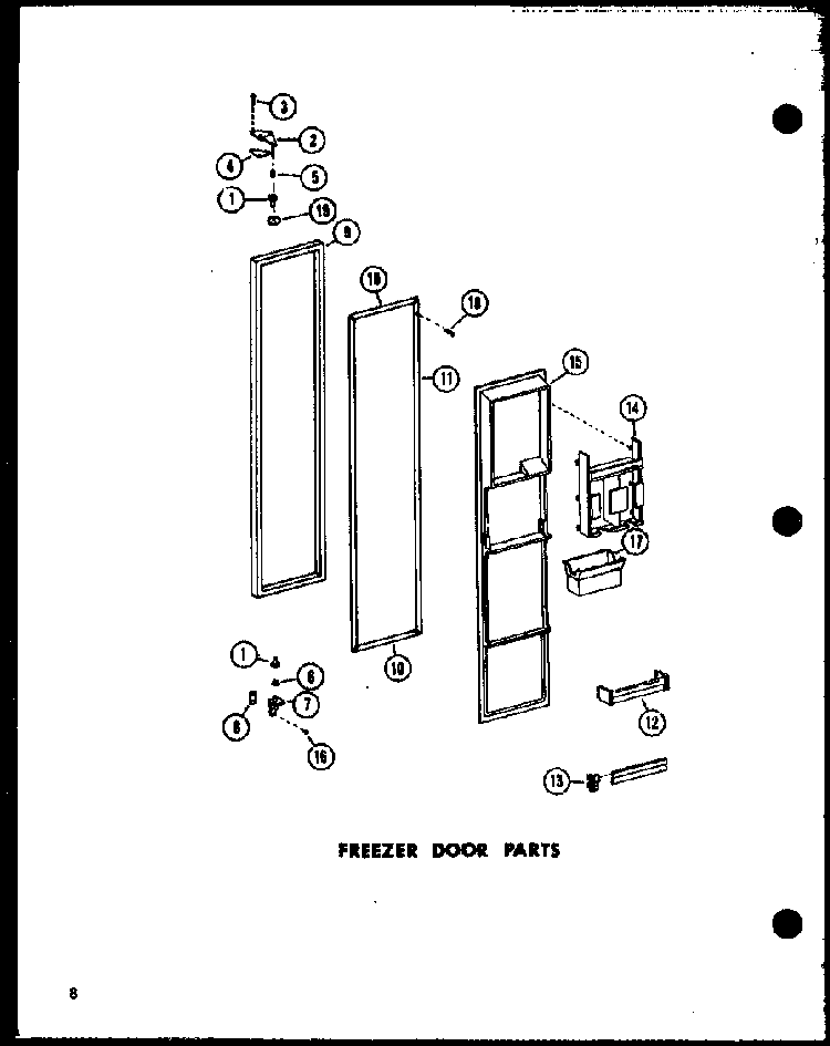 Freezer Door Parts Diagram and Parts List for SP19E-C-P74870-2WC  Amana Refrigerator