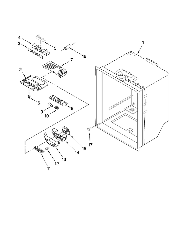 Refrigerator Liner Parts Diagram and Parts List for ABB2227VEW1  Amana Refrigerator