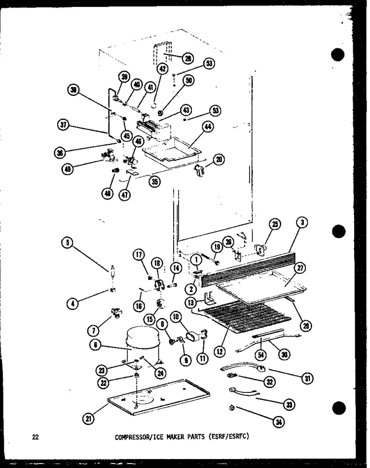 Compressor/ice Maker Parts Diagram and Parts List for ESR16A-A-P60303-45WA  Amana Refrigerator