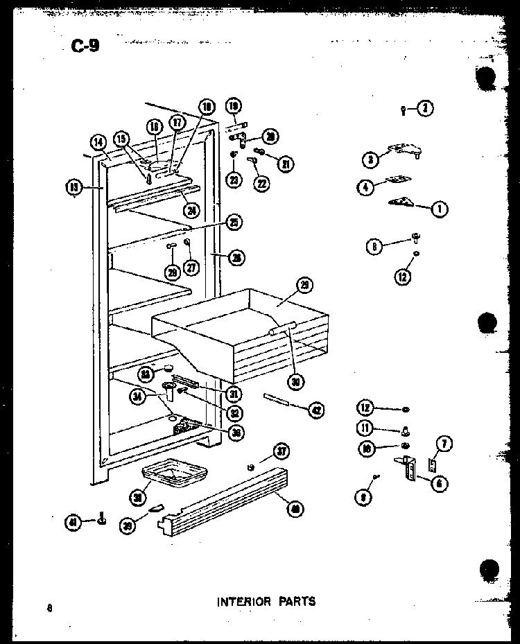 Interior Parts Diagram and Parts List for U23C-A P60345-73WA Amana Freezer