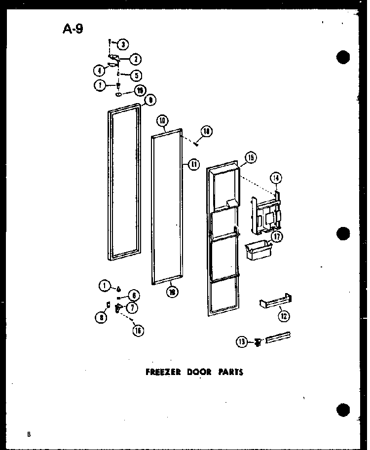 Freezer Door Parts Diagram and Parts List for SR19E-1-G-P74870-22WG  Amana Refrigerator