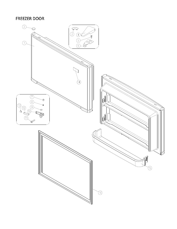 Freezer Door Parts 1 Diagram and Parts List for 11160512913  Kenmore Refrigerator
