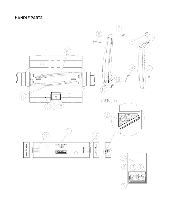 Handle Parts Diagram and Parts List for 11160712911  Kenmore Refrigerator