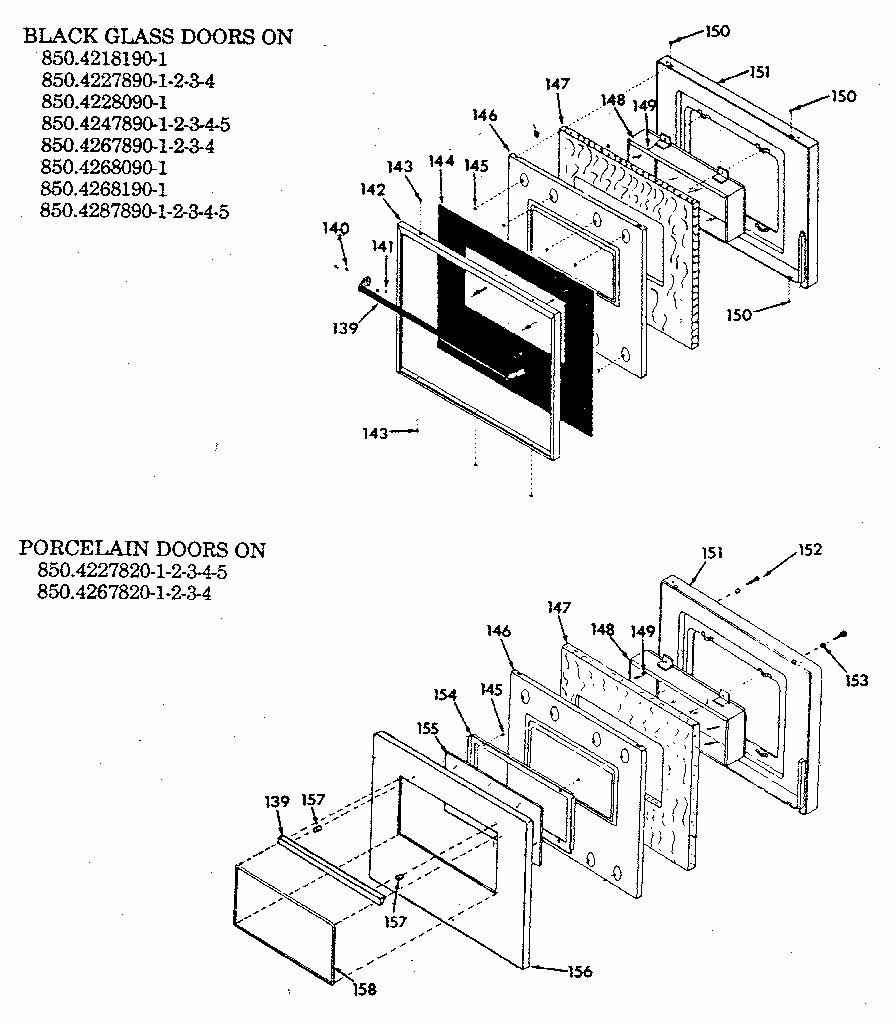 Door Assembly Diagram and Parts List for 8504267821  Kenmore Range