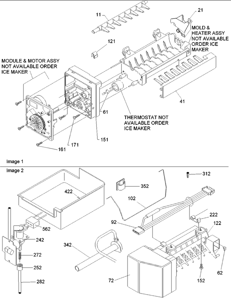 Ice Maker Assy & Parts Diagram and Parts List for BRF20VSE-P1321309WS  Amana Refrigerator