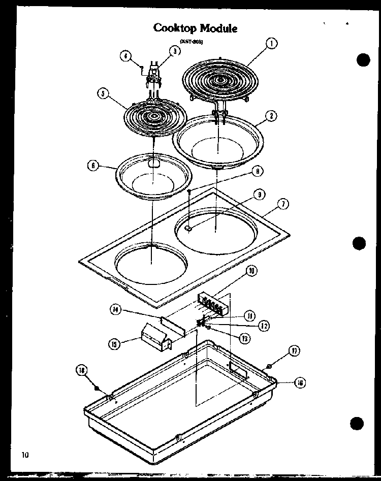 Cooktop Module Diagram and Parts List for AKM-1-P85558-1S  Amana Range