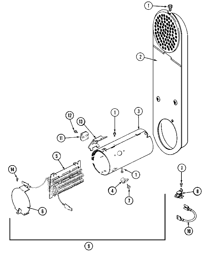 HEATER Diagram and Parts List for  Maytag Dryer