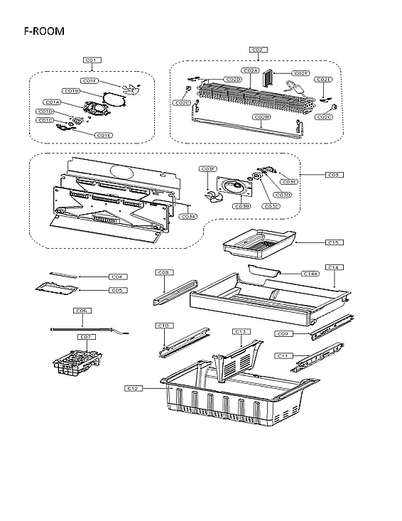 F-Room Diagram and Parts List for 11175505120  Kenmore Refrigerator