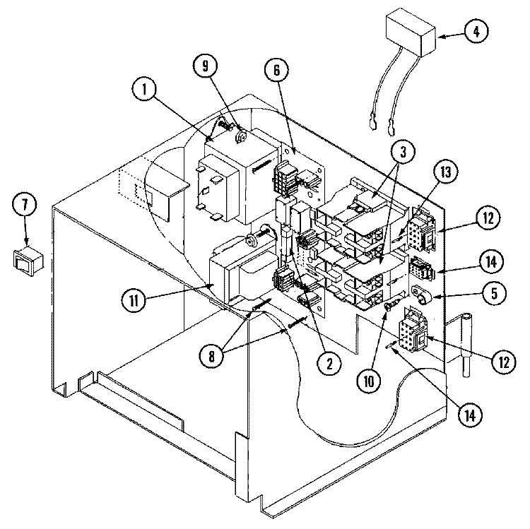 CONTROL BOX ASSEMBLY Diagram and Parts List for  Maytag Dryer