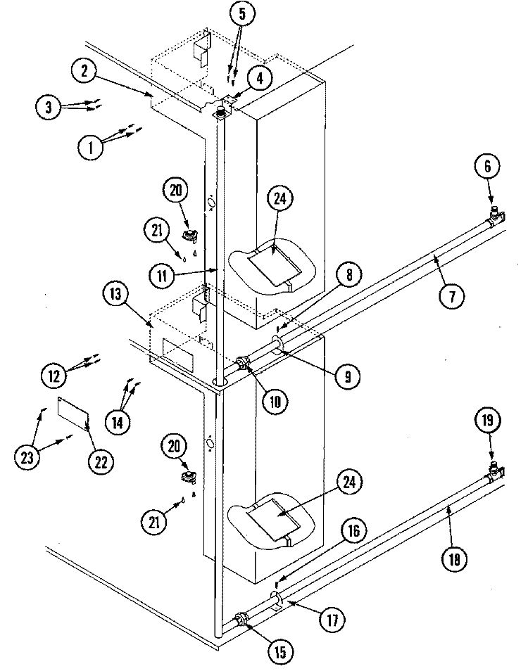 BURNER BOX / PIPING ASSEMBLY Diagram and Parts List for  Maytag Dryer