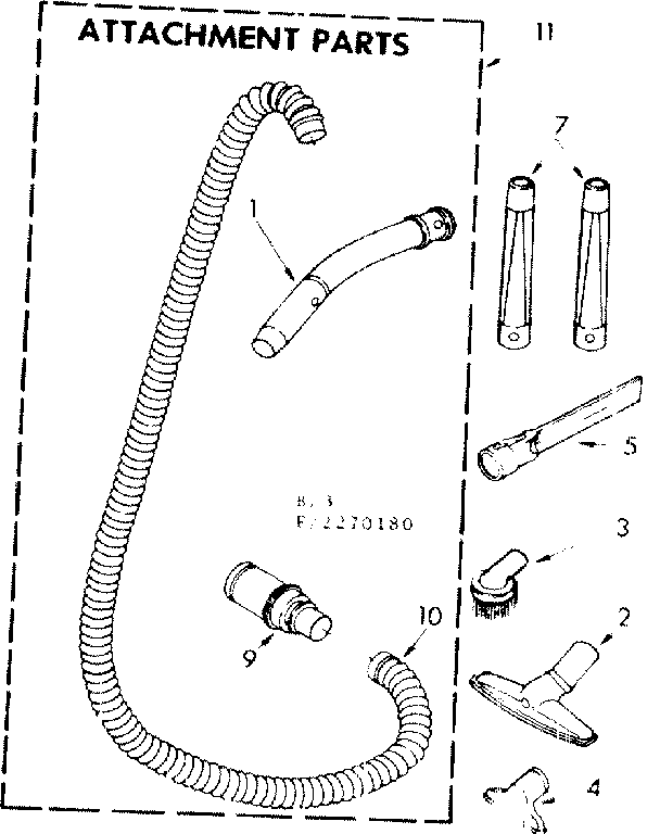 Attachment Parts Diagram and Parts List for 1162270180  Kenmore Canister Vacuum