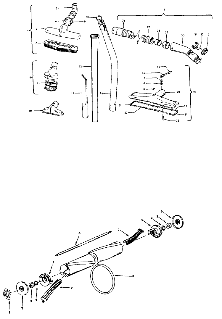 AGITATOR, CLEANINGTOOLS Diagram and Parts List for U4907025 U4907025 Hoover Upright Vacuum