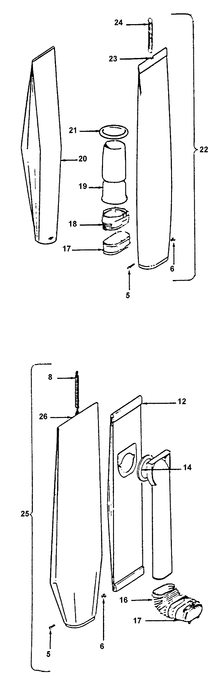 BAGHOUSING Diagram and Parts List for U4907025 U4907025 Hoover Upright Vacuum