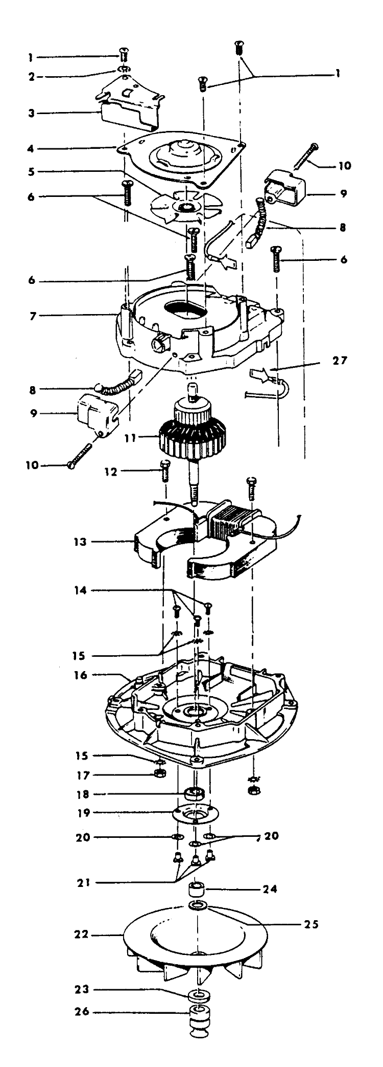 MOTOR ASSEMBLY Diagram and Parts List for U4907025 U4907025 Hoover Upright Vacuum