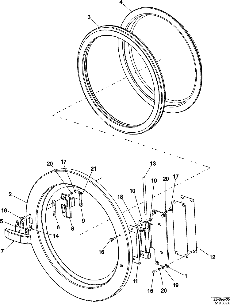 DOOR Diagram and Parts List for  Maytag Washer