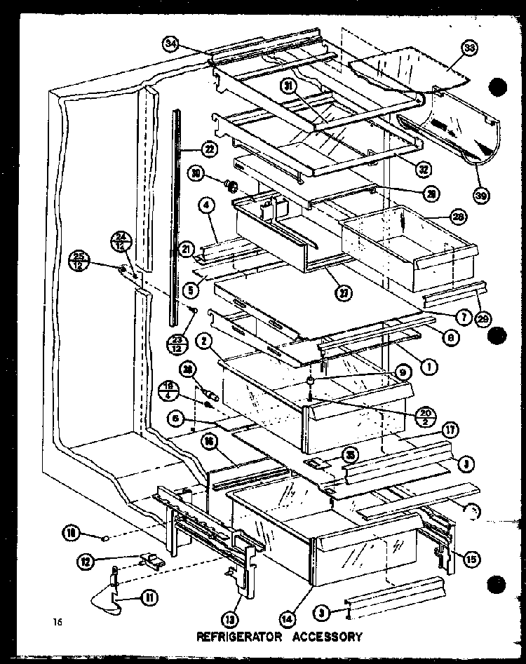 Refrigerator Accessory Diagram and Parts List for SDI22GL-P7745505WL  Amana Refrigerator