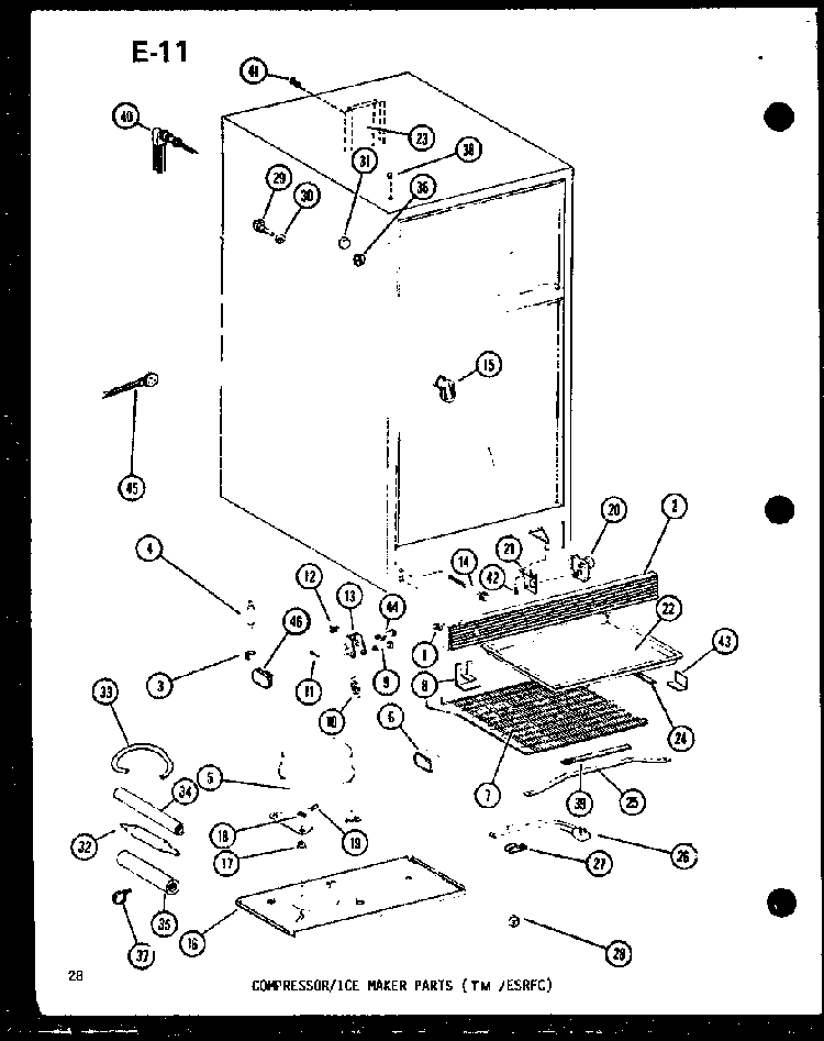 Compressor/ice Maker Parts Diagram and Parts List for ESRFC14E-G-P74645-12WG  Amana Refrigerator