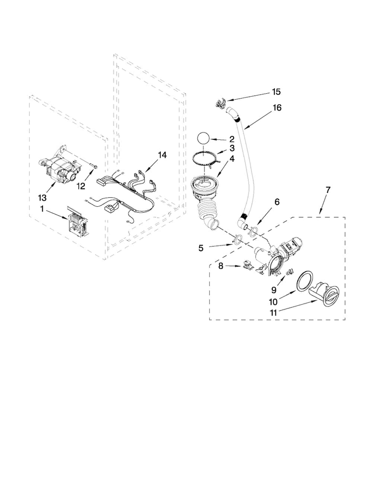 Pump And Motor Parts Diagram and Parts List for  Maytag Washer